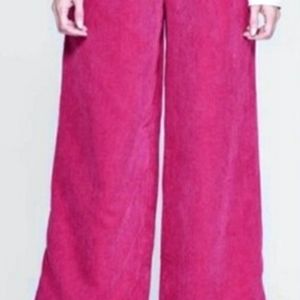 NWT HOT PINK CORDUROY MID RISE WIDE LEG